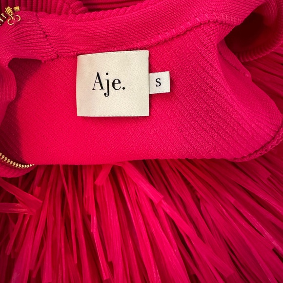 Aje Rushes Raffia Knit Midi Dress in Deep Fuschia Pink size small - Picture 10 of 13